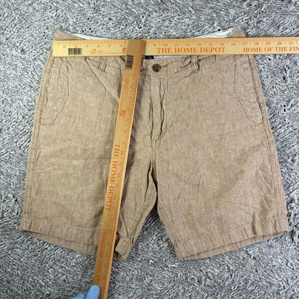 J Crew Gramercy Linen Shorts Mens 34 Beige Cotton Preppy Golf Summer L0953